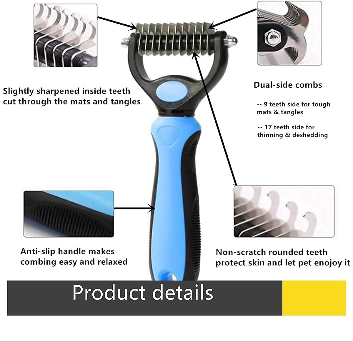 WB Dog Grooming Rakes Grooming Brush Effectively Dematting Tool for Huskie