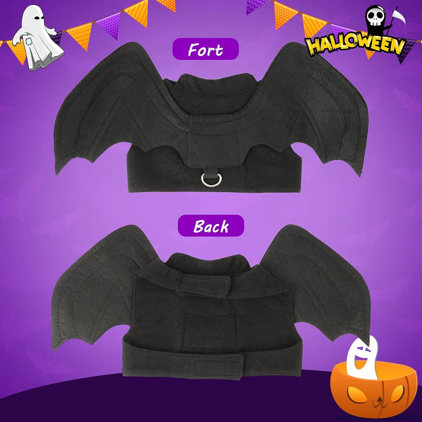 Halloween Bat Wings Costume for Dogs and Cats - Medium Pet Costume for Halloween Celebrations