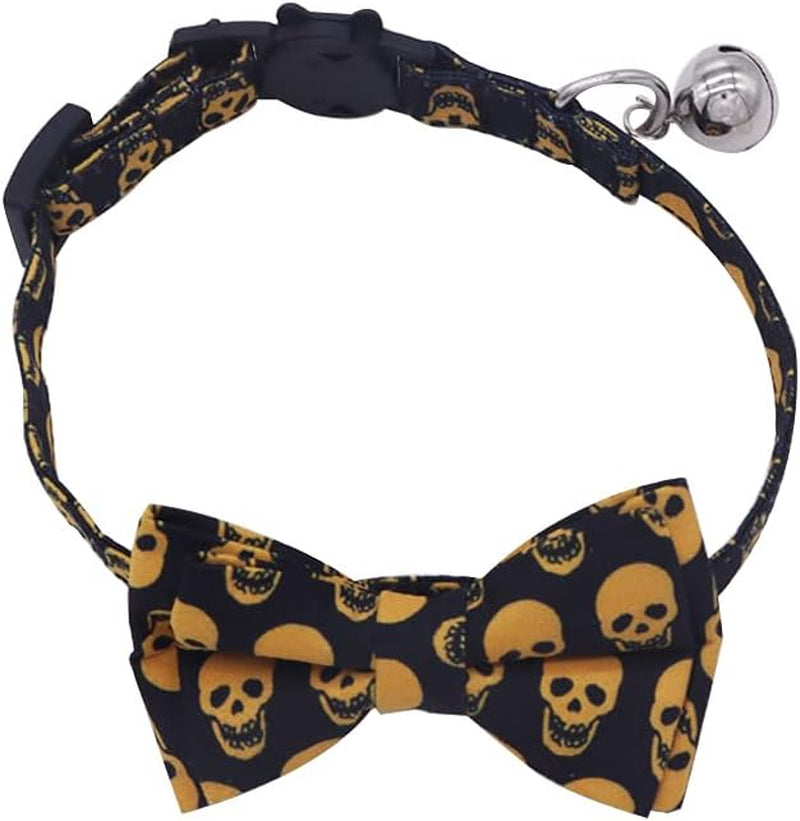 Halloween Cat Collar,Pumpkin Cat Bow Ties with Removable Bell Kitten Collar with Bowties and Bell Adjustable Cat Collar Pet Accessories for Kitty Cat and Puppy (Pumpkin)