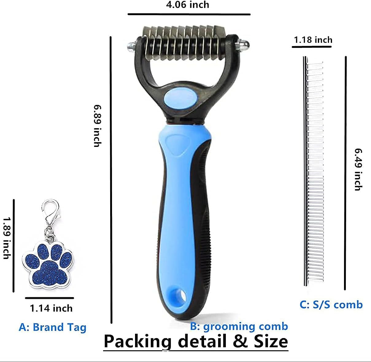 WB Dog Grooming Rakes Grooming Brush Effectively Dematting Tool for Huskie