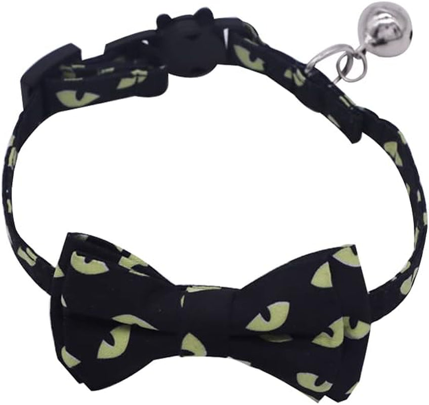 Halloween Cat Collar,Pumpkin Cat Bow Ties with Removable Bell Kitten Collar with Bowties and Bell Adjustable Cat Collar Pet Accessories for Kitty Cat and Puppy (Pumpkin)