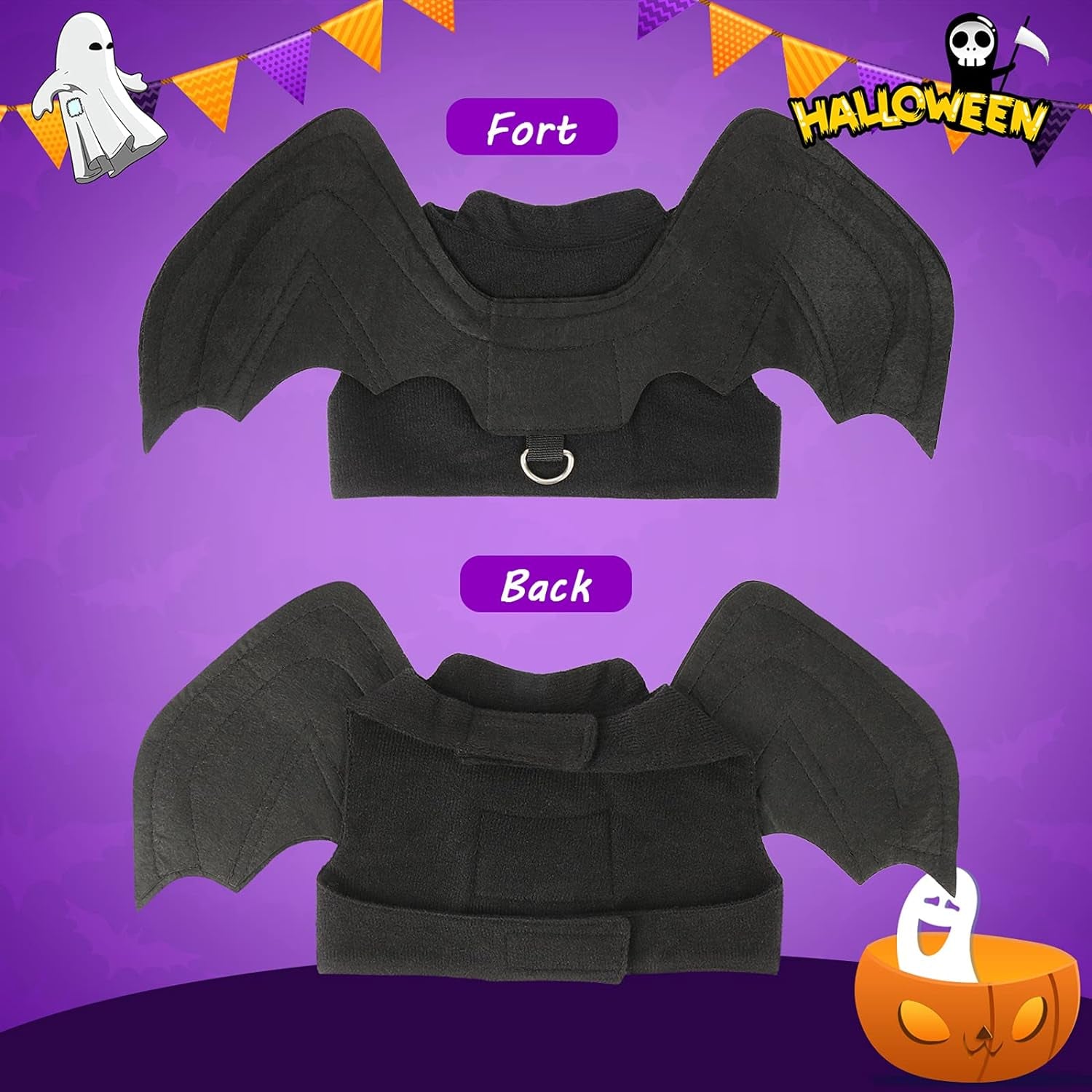 Halloween Bat Wings Costume for Dogs and Cats - Medium Pet Costume for Halloween Celebrations